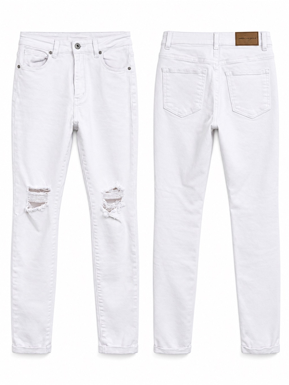 White Distressed Ripped Skinny Jeans High Rise Size 4 - Picture 4 of 5